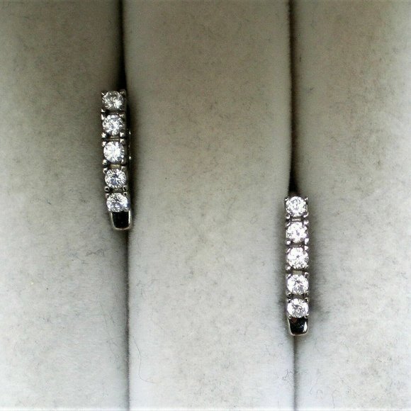 Russian Russia Solid 14K 585 White Gold 0.30CT CZ Cluster Pierced Earrings - Picture 6 of 7